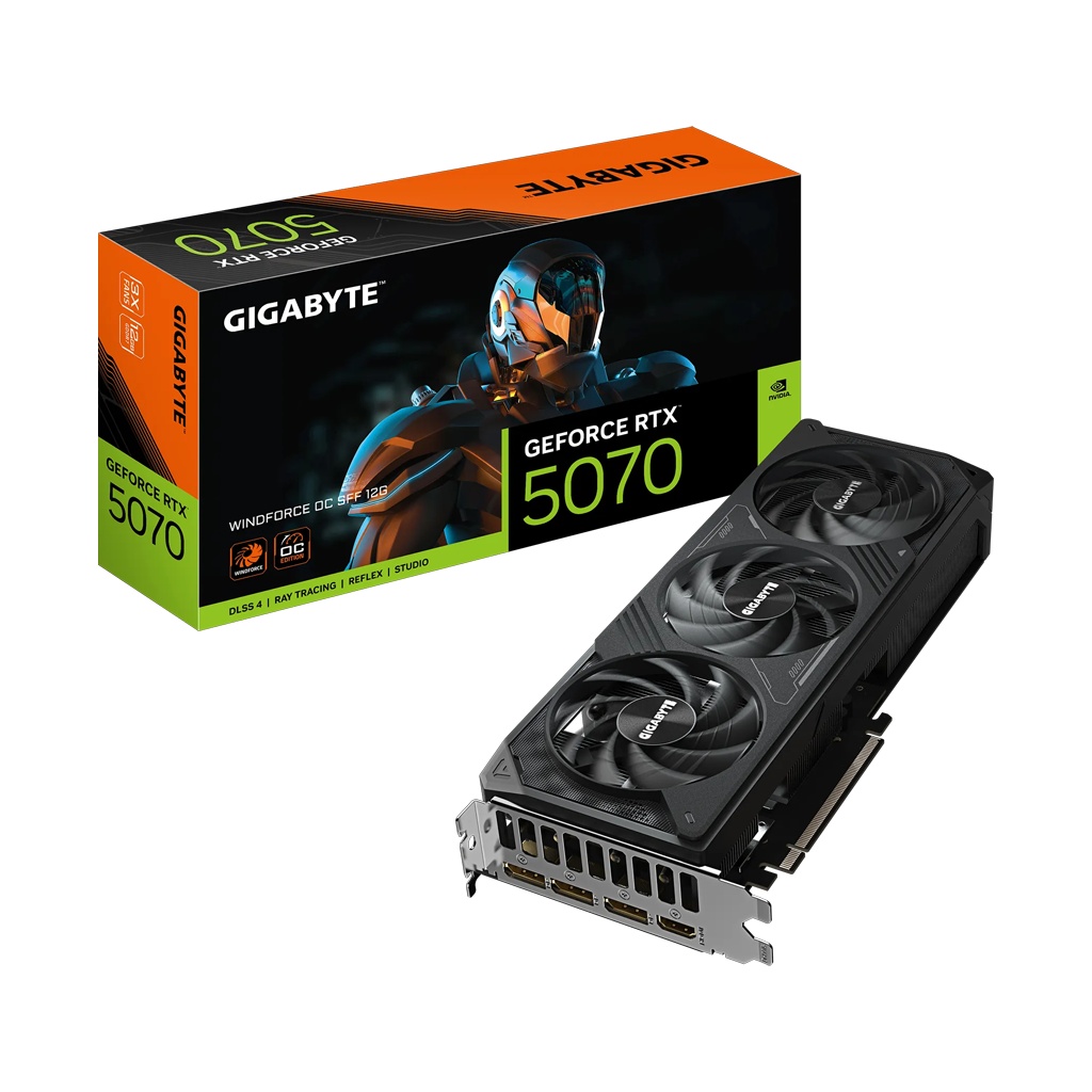GIGABYTE GV-N5070WF3OC-12GD, RTX5070, WINDFORCE OC, 12Gb, GDDR7, 192BIT, 3 Fanlı, 1xHDMI, 3xDP, GAMING Ekran KARTI