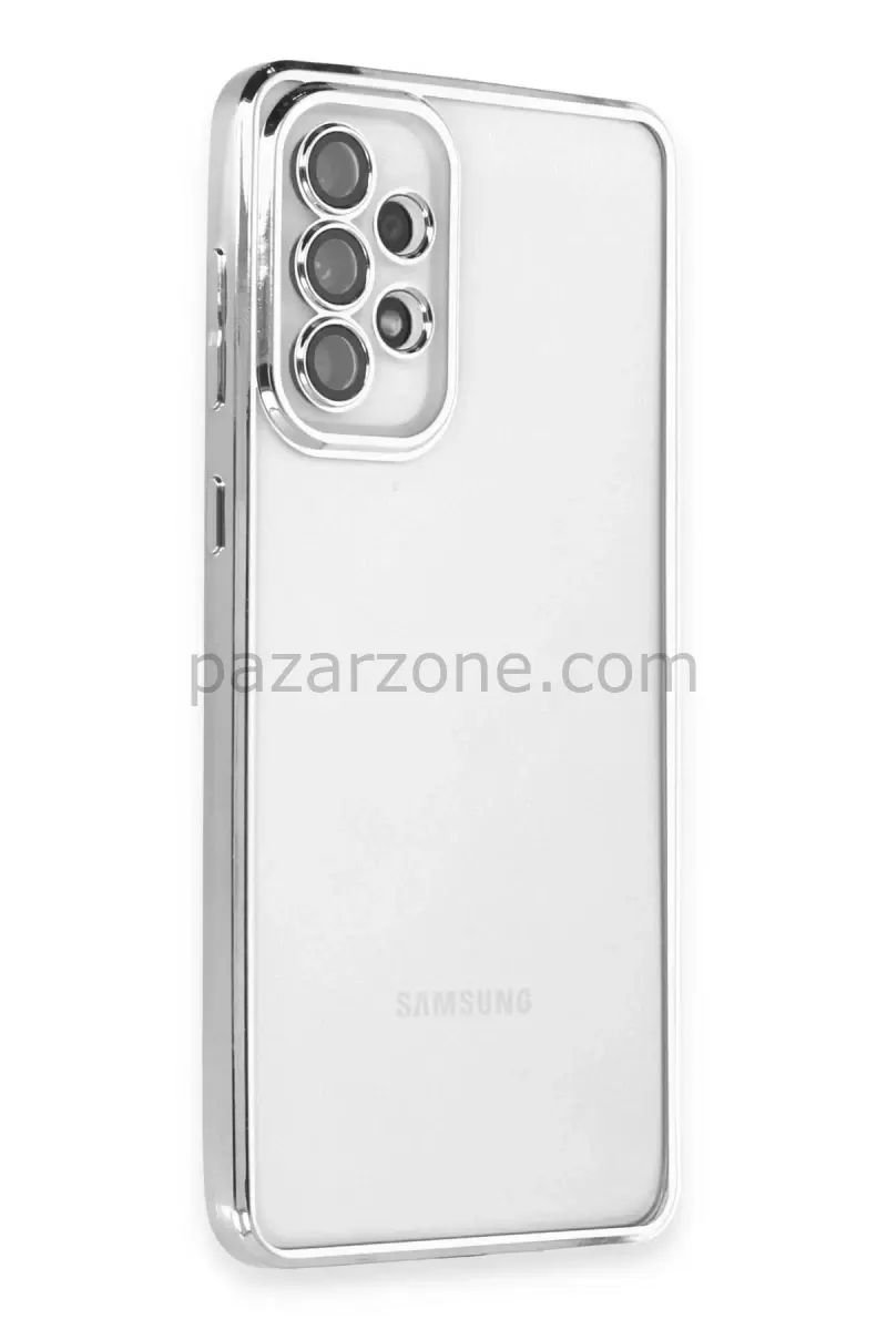 Newface Samsung Galaxy A53 5G Kılıf Razer Lensli Silikon - Gümüş