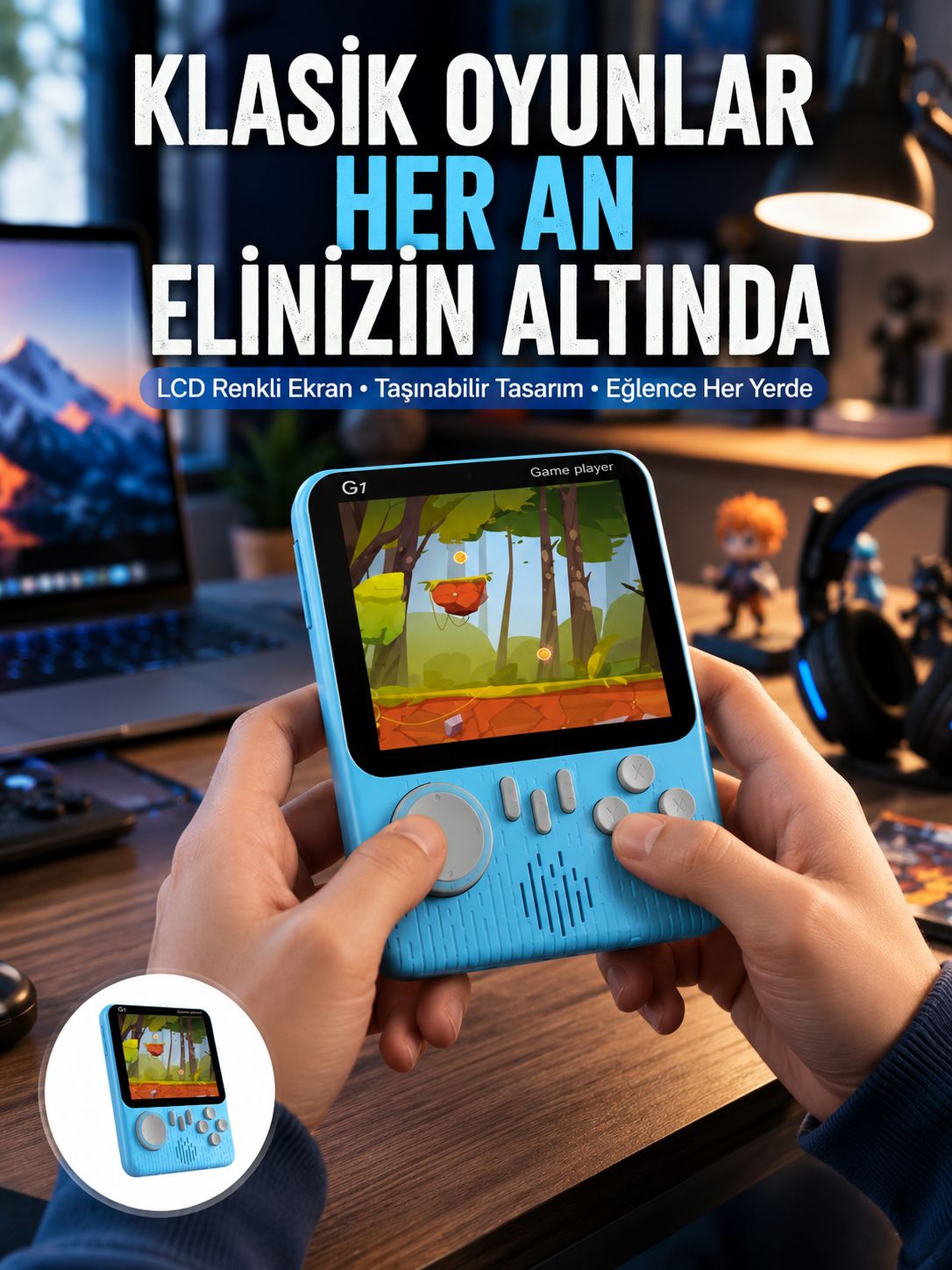 3.5 İnç Mini Atari Taşınabilir Oyun Konsolu 666 Adet Retro Oyun Yeni Nesil