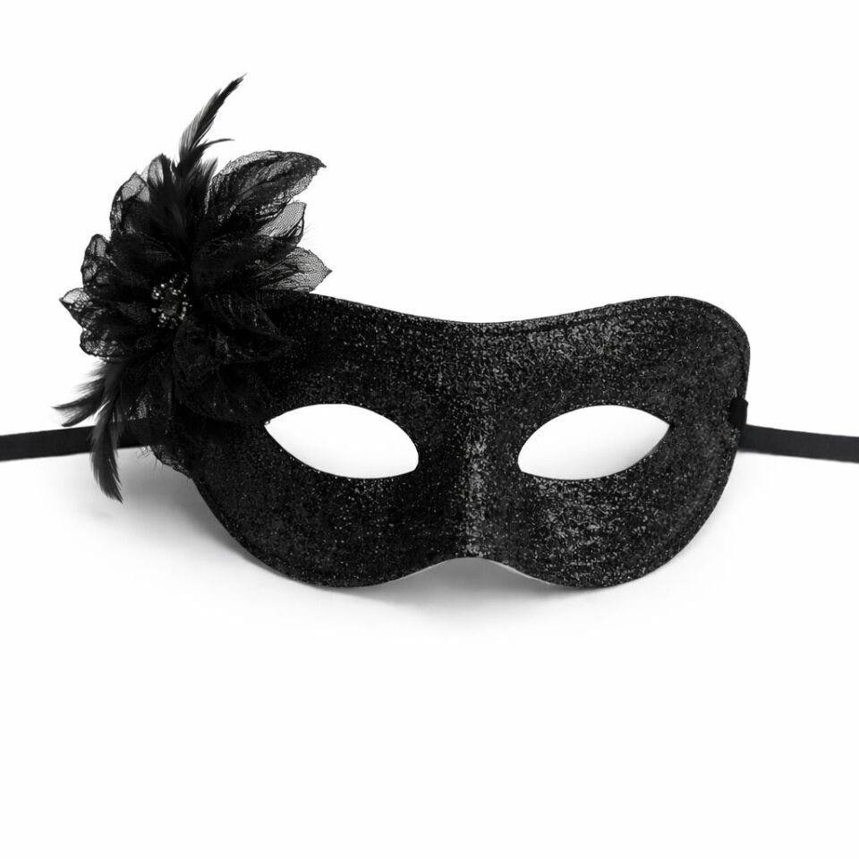 Siyah Simli Tüylü Balo Maskesi