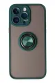 Newface Apple iPhone 14 Pro Kılıf Montreal Yüzüklü Silikon Kapak - Yeşil