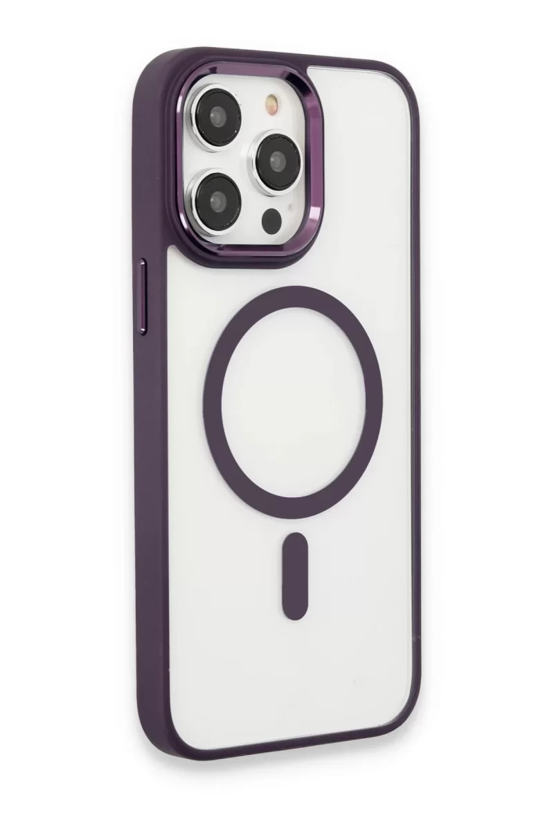 Newface Apple iPhone 15 Pro Max Kılıf Room Magneticsafe Silikon - Derin Mor