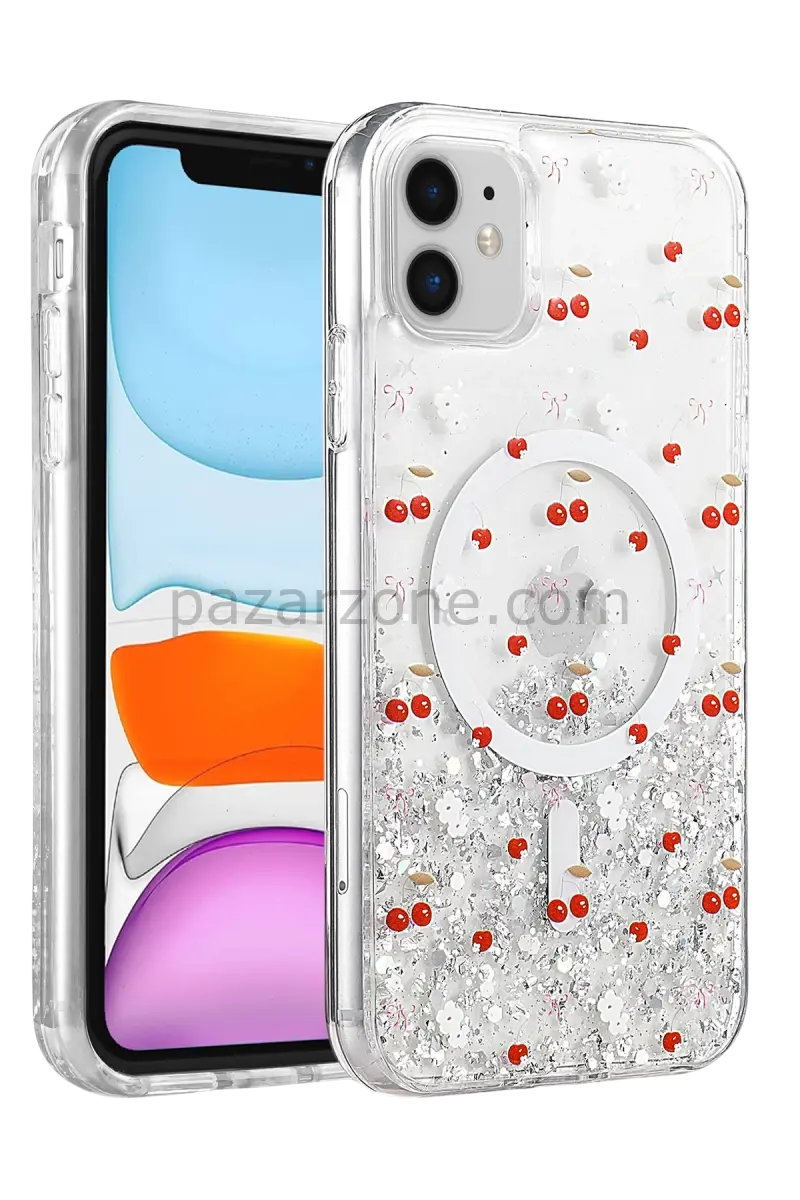 Onegif Apple iPhone 11 Misk Simli Magsafe Kapak - Desen 5
