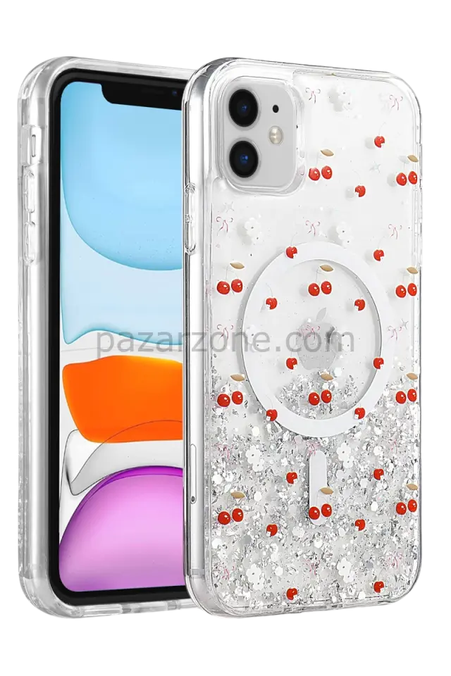 Onegif Apple iPhone 11 Misk Simli Magsafe Kapak - Desen 5