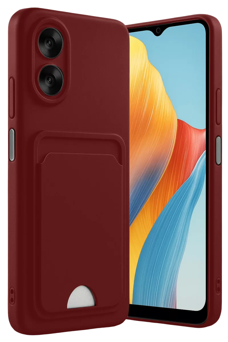 Newface Oppo A38 Kılıf Kelvin Kartvizitli Silikon - Bordo