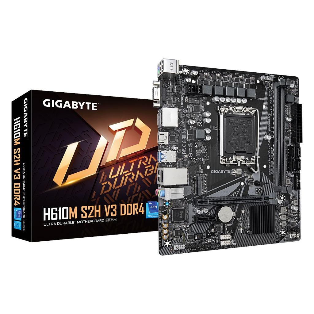 GIGABYTE H610M S2H V3, DDR4, rev1.0, 2xDDR4, M.2, D-SUB, HDMI, DP, 12-13.14.Nesil, LGA1700 Soket, Anakart