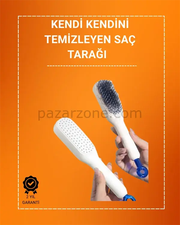 Kafa Derisi Masajlı Saç Tarağı – Kendini Temizleyen, Anti-Statik