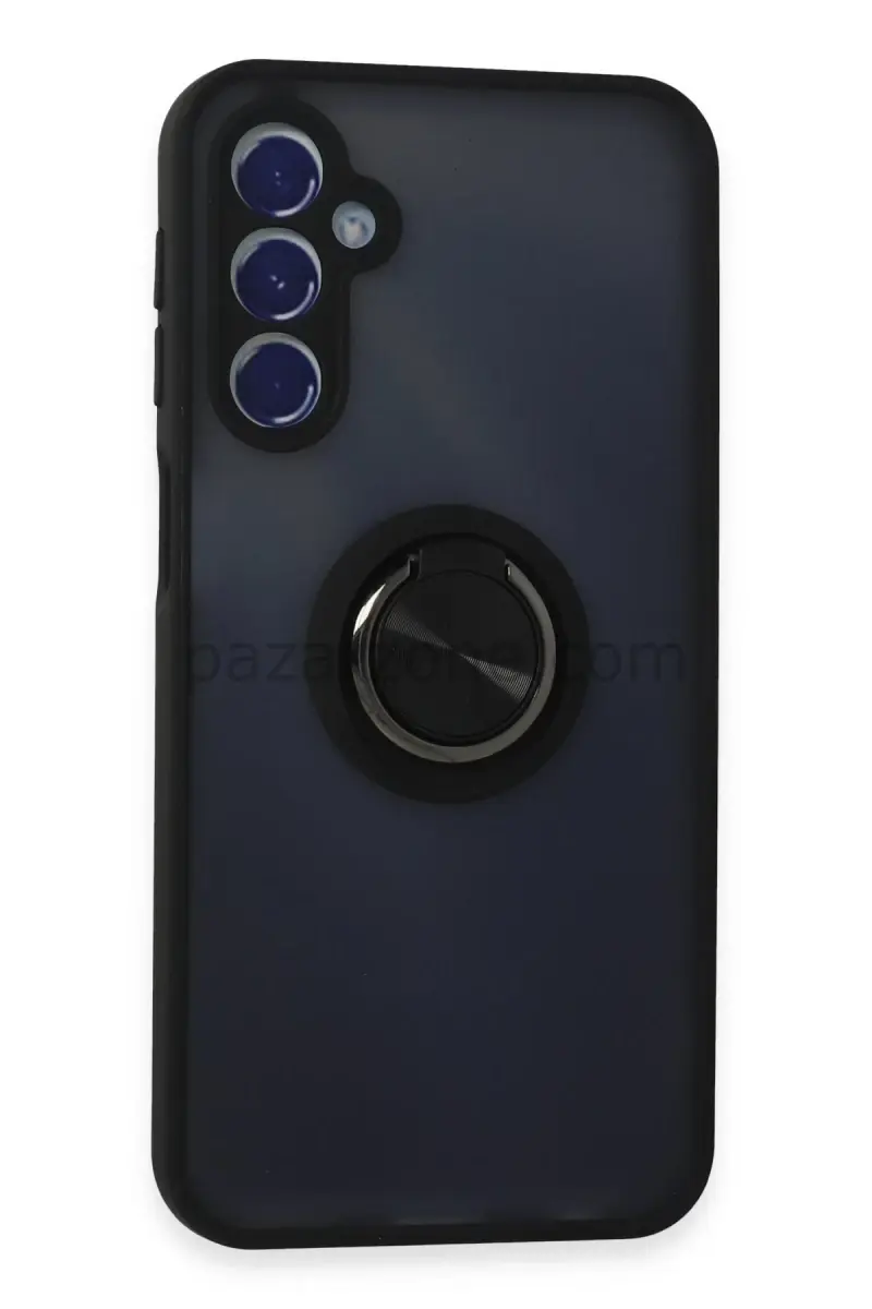 Newface Samsung Galaxy M34 5G Kılıf Montreal Yüzüklü Silikon Kapak - Siyah