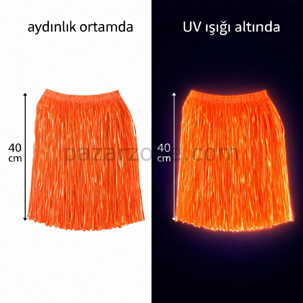 Neon Turuncu Hawaii Parti Eteği 40 Cm