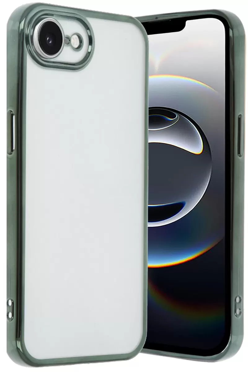 Newface Apple iPhone 16E Kılıf Razer Lensli Silikon - Yeşil