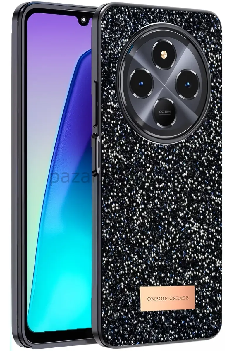Onegif Xiaomi Redmi 14C Bright Simli Kapak - Siyah