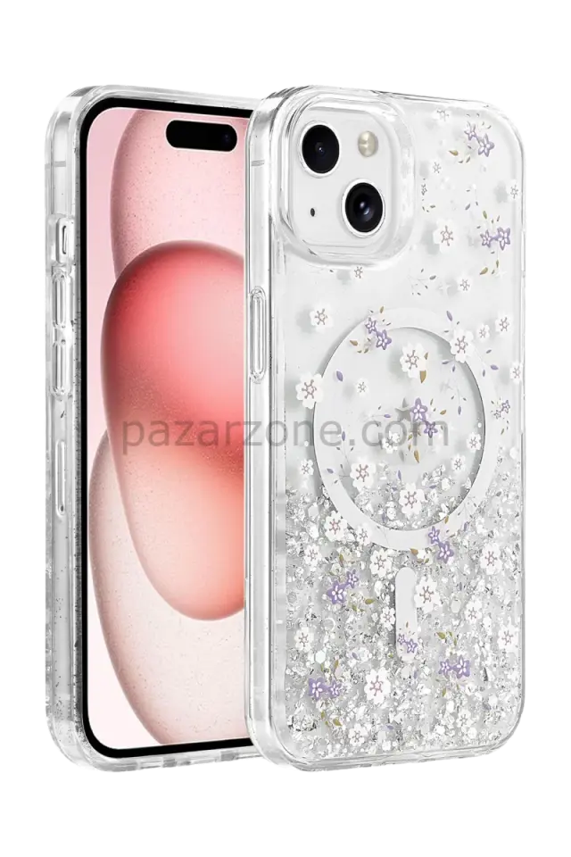 Onegif Apple iPhone 14 Misk Simli Magsafe Kapak - Desen 2