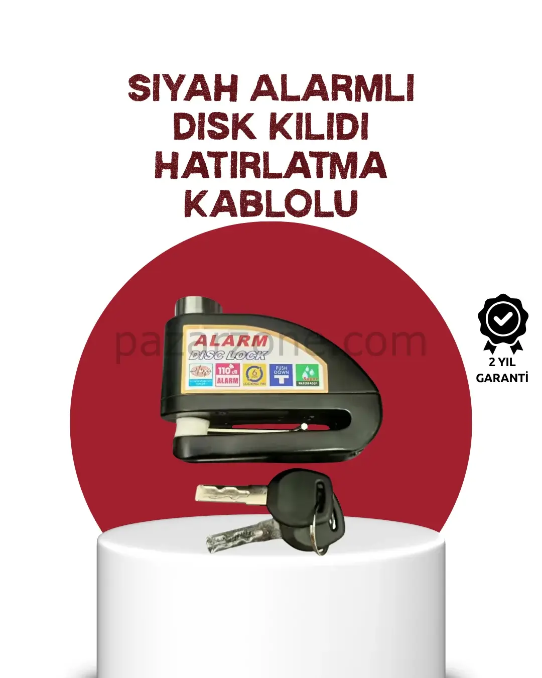 Güvenlik Sensörlü Alarmlı Disk Kilidi Motosiklet ve Bisiklet İçin