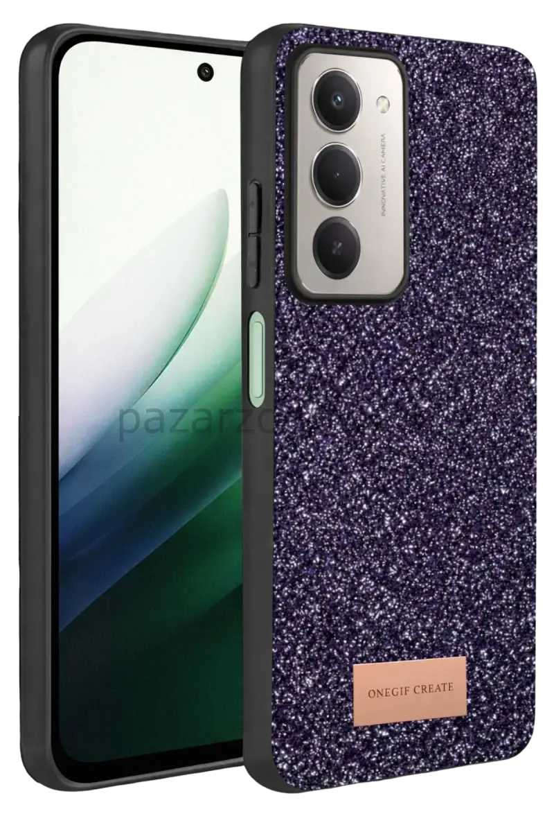 Onegif Xiaomi Redmi 15 4G Bright Simli Kapak - Derin Mor