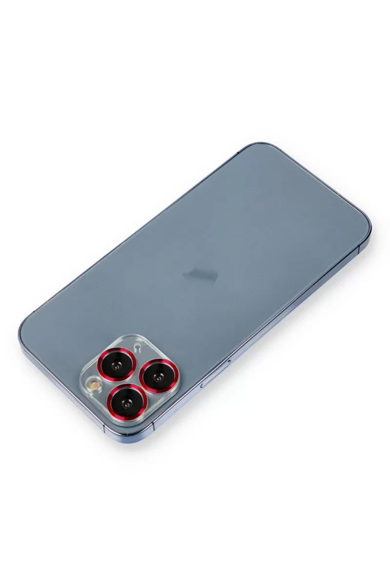 Newface Apple iPhone 11 Pro Metal Kamera Lens Koruma Cam - Kırmızı