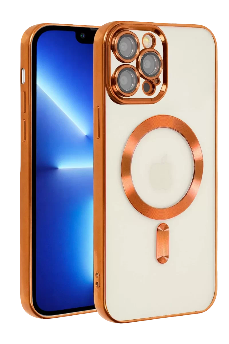 Newface Apple iPhone 13 Pro Kılıf Kross Magneticsafe Kapak - Turuncu