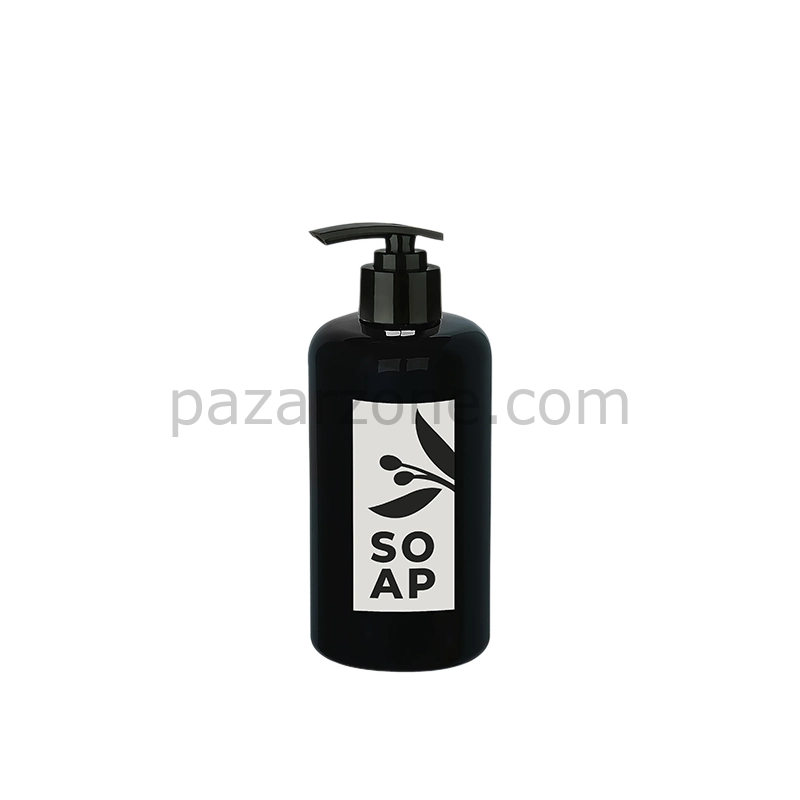 Sıvı Sabunluk Yuvarlak Plastik Pompalı 500 Ml - Siyah