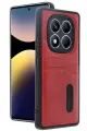 Newface Xiaomi Redmi Note 14 Pro 5G Kılıf Sara Kartvizitli Deri Kılıf - Kırmızı