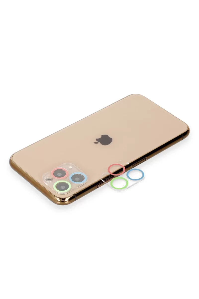 Newface Apple iPhone 11 Pro Renkli Kamera Lens Koruma Cam - Mavi-Yeşil