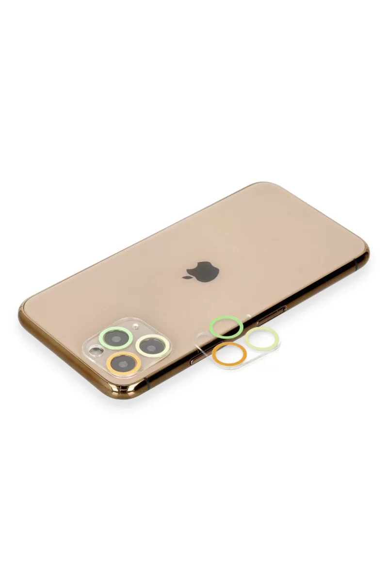 Newface Apple iPhone 11 Pro Renkli Kamera Lens Koruma Cam - Pembe-Mavi