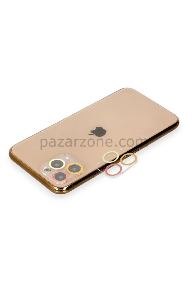 Newface Apple iPhone 11 Pro Renkli Kamera Lens Koruma Cam - Turuncu-Kırmızı