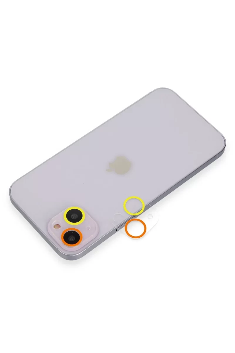 Newface Apple iPhone 13 Mini Renkli Kamera Lens Koruma Cam - Sarı-Turuncu