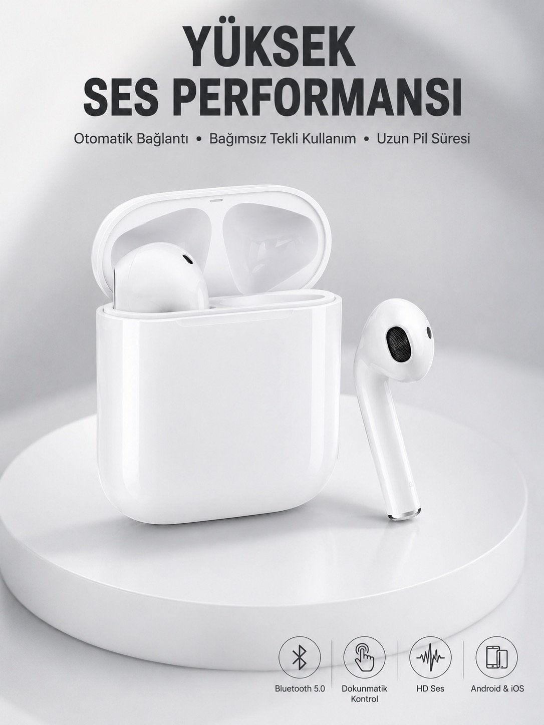 2. Nesil Bluetooth Android ve İOS Uyumlu Kablosuz Kulaklık Çağrı Cevaplama