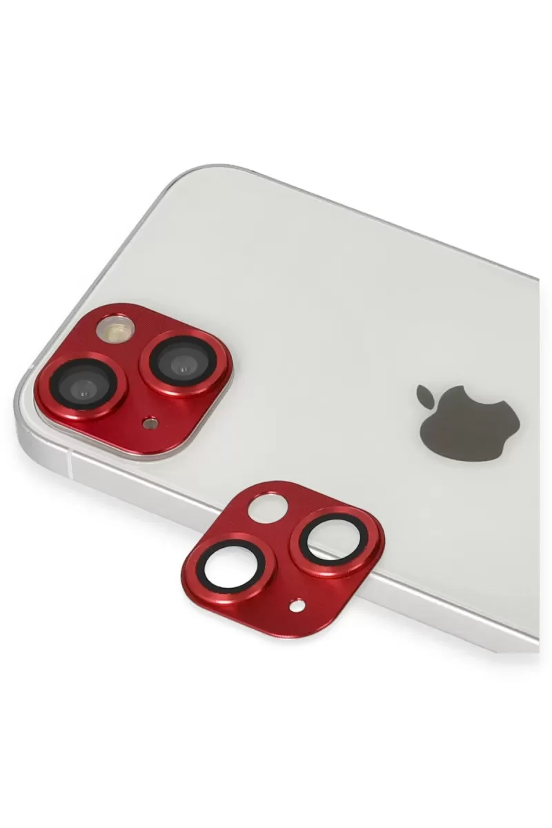 Newface Apple iPhone 13 Pers Alüminyum Kamera Lens - Kırmızı
