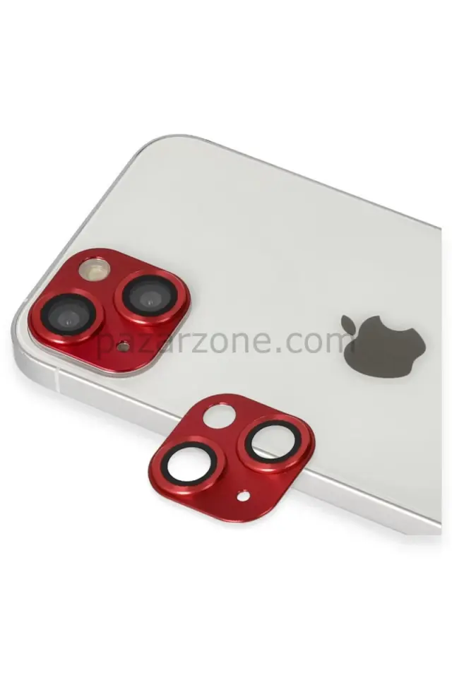 Newface Apple iPhone 13 Pers Alüminyum Kamera Lens - Kırmızı