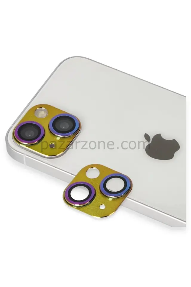 Newface Apple iPhone 13 Pers Alüminyum Kamera Lens - Rainbow