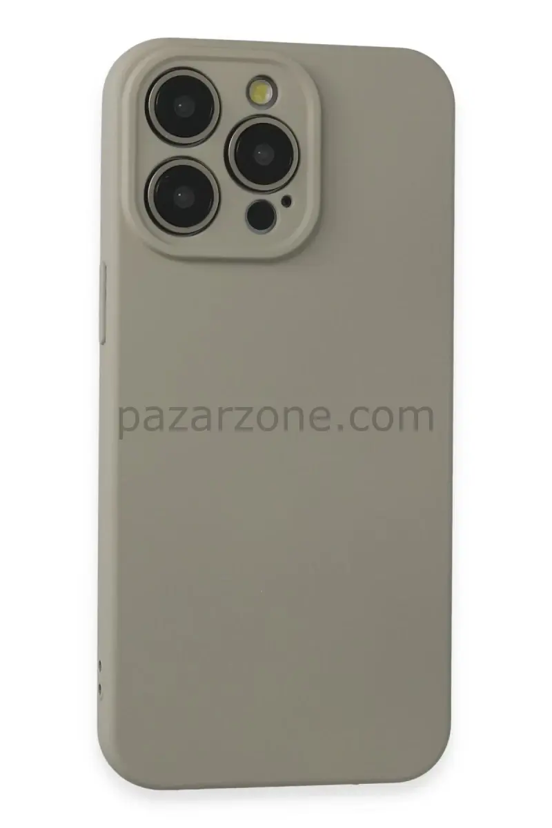Newface Apple iPhone 15 Pro Max Kılıf Nano içi Kadife Silikon - Beyaz Titanyum
