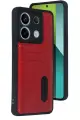 Newface Xiaomi Redmi Note 13 Pro 5G Kılıf Sara Kartvizitli Deri Kılıf - Kırmızı