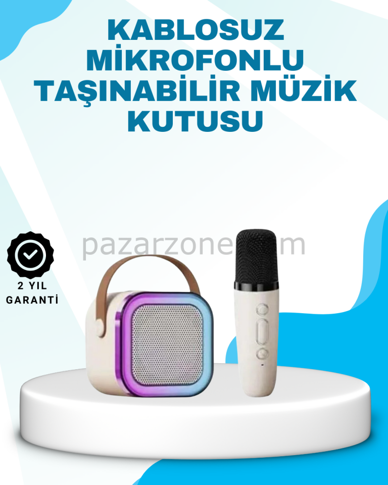 Karaoke Mikrofon Hoparlör Seti Bluetooth Kablosuz Taşınabilir