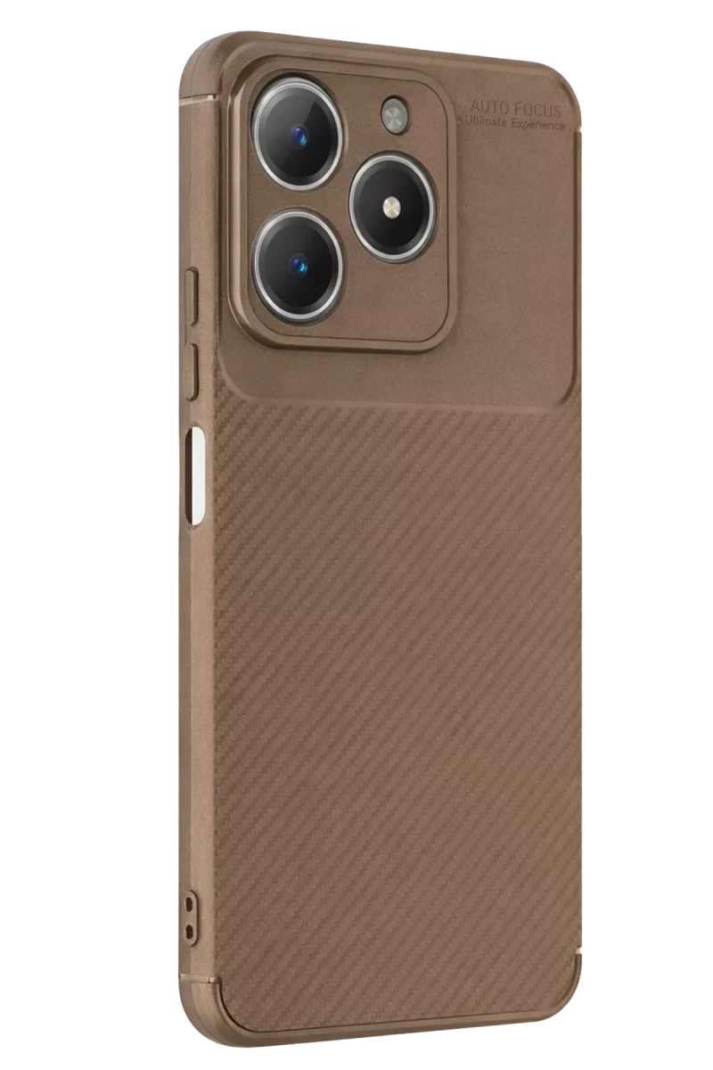 Newface Realme C61 Kılıf Auto Focus Karbon Kapak - Kahverengi