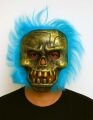Wild Skull - Bakır Kafatası Turkuaz Saçlı İskelet Maske