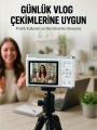 Beyaz 4K Dijital Kamera 2.4 İnç HD Ekran ve LED Flaşlı