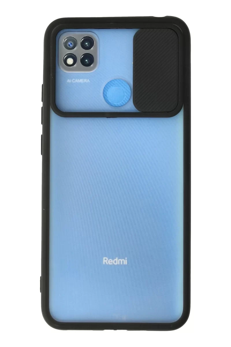Newface Xiaomi Redmi 9C Kılıf Palm Buzlu Kamera Sürgülü Silikon - Siyah