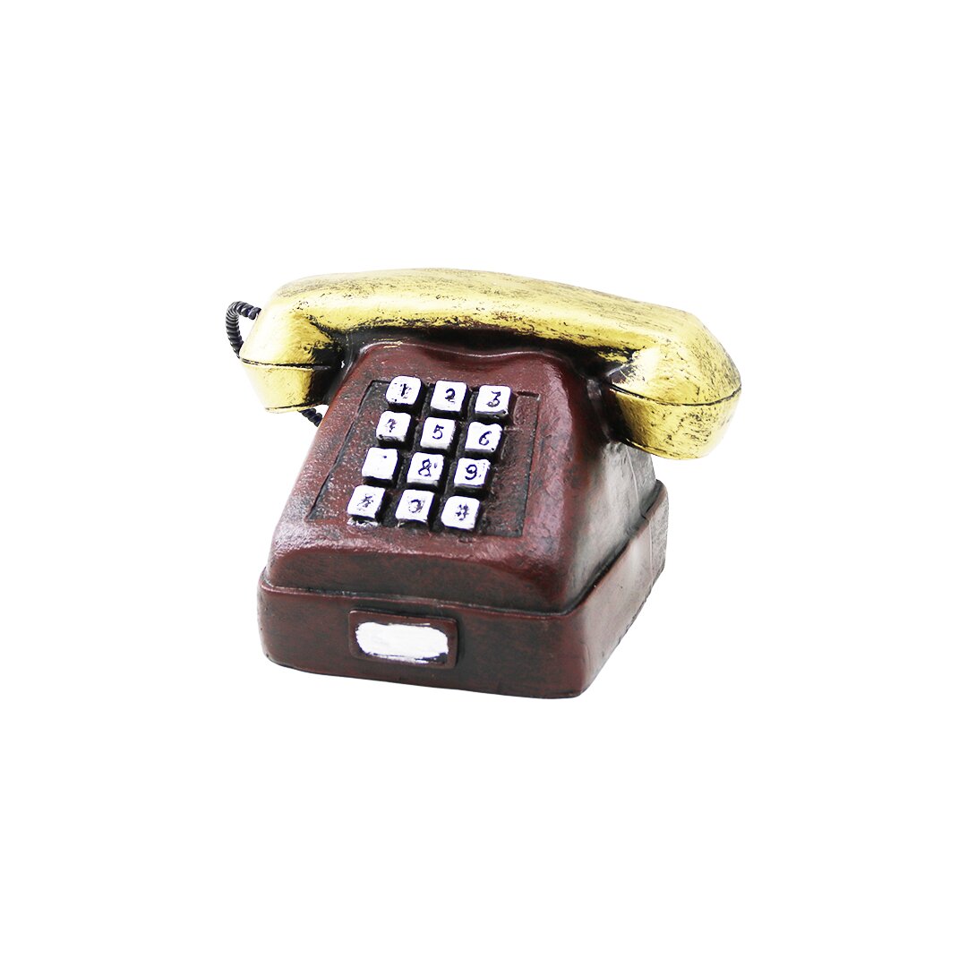 Ankesörlü Telefon Tasarımlı Vintage Dekoratif Biblo - Reçine Malzeme