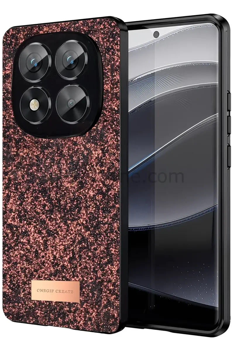 Onegif Xiaomi Redmi Note 14 Pro 5G Bright Simli Kapak - Derin Mor