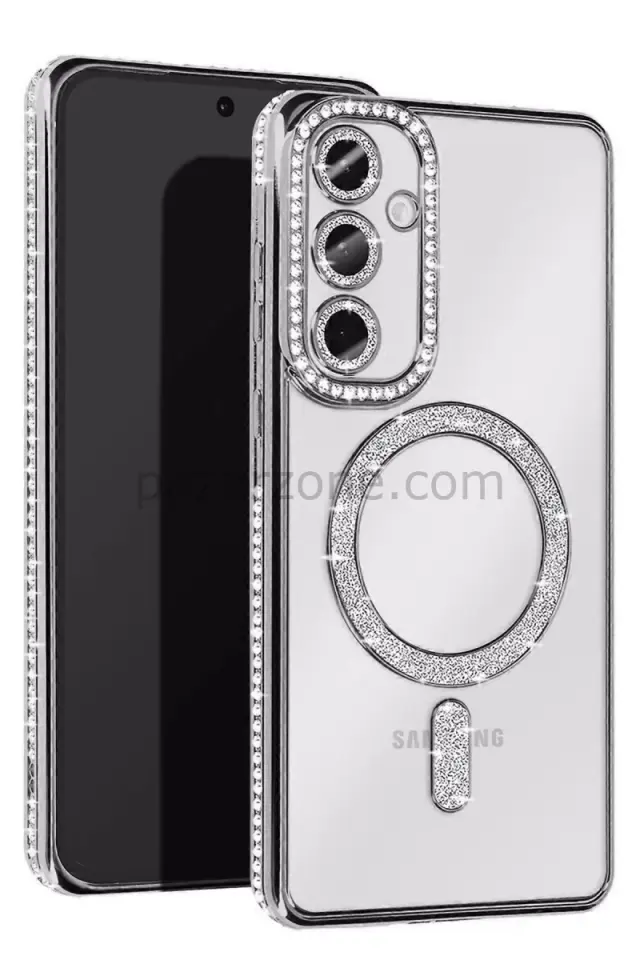 Newface Samsung Galaxy A25 5G Joke Simli Magneticsafe Kılıf - Gümüş