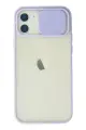 Newface Apple iPhone 12 Kılıf Palm Buzlu Kamera Sürgülü Silikon - Lila
