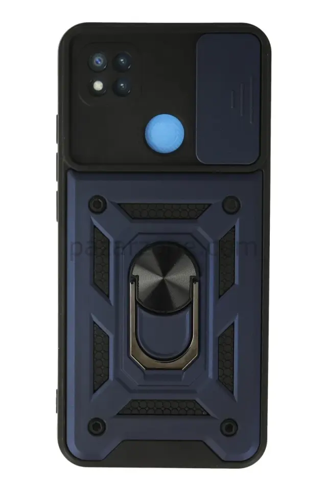 Newface Xiaomi Redmi 9C Kılıf Pars Lens Yüzüklü Silikon - Lacivert
