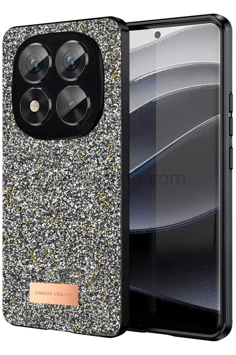 Onegif Xiaomi Redmi Note 14 Pro 5G Bright Simli Kapak - Gümüş
