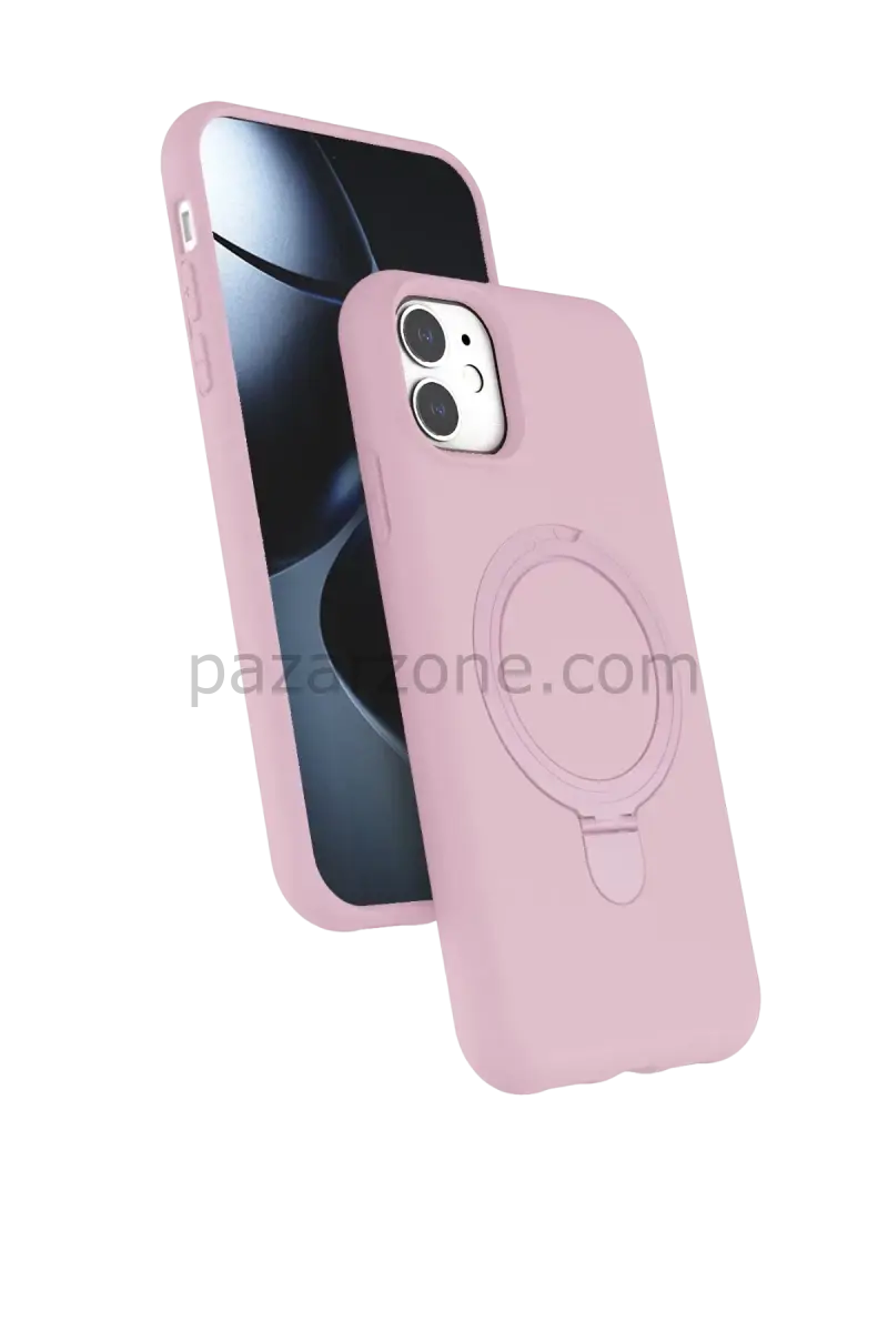 Newface Apple iPhone 11 Regal Magsafe Standlı Kapak - Açık Pembe