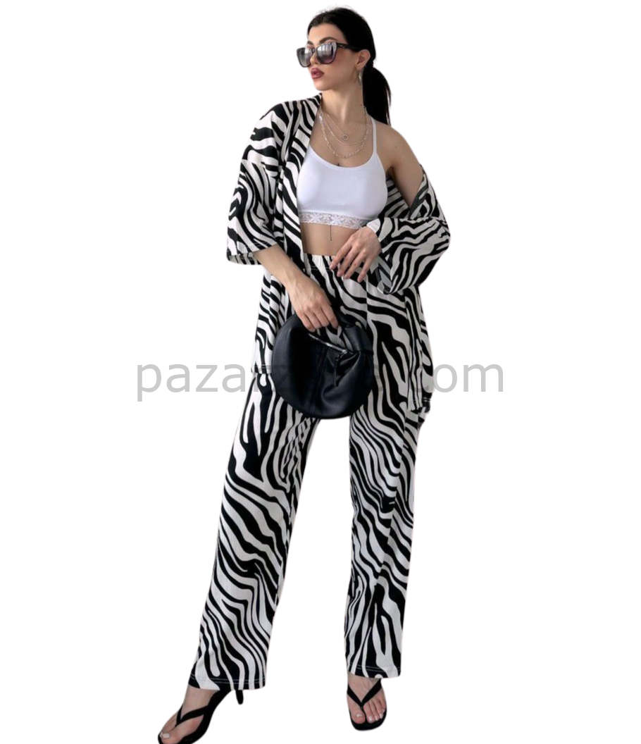 Alt Üst Takım Kimono- Zebra  Desenli