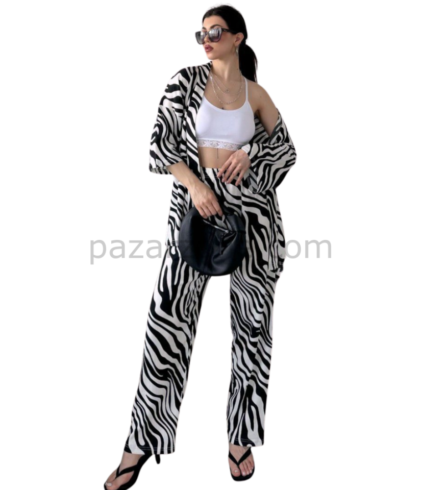 Alt Üst Takım Kimono- Zebra  Desenli