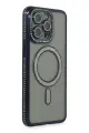 Newface Apple iPhone 14 Pro Kılıf Joke Simli Magneticsafe Kılıf - Lacivert