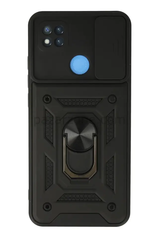Newface Xiaomi Redmi 9C Kılıf Pars Lens Yüzüklü Silikon - Siyah