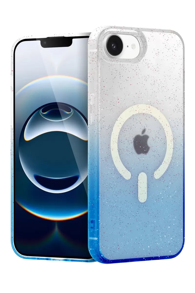 Newface Apple iPhone 16E Pummel Shiny Magsafe Kapak - Mavi