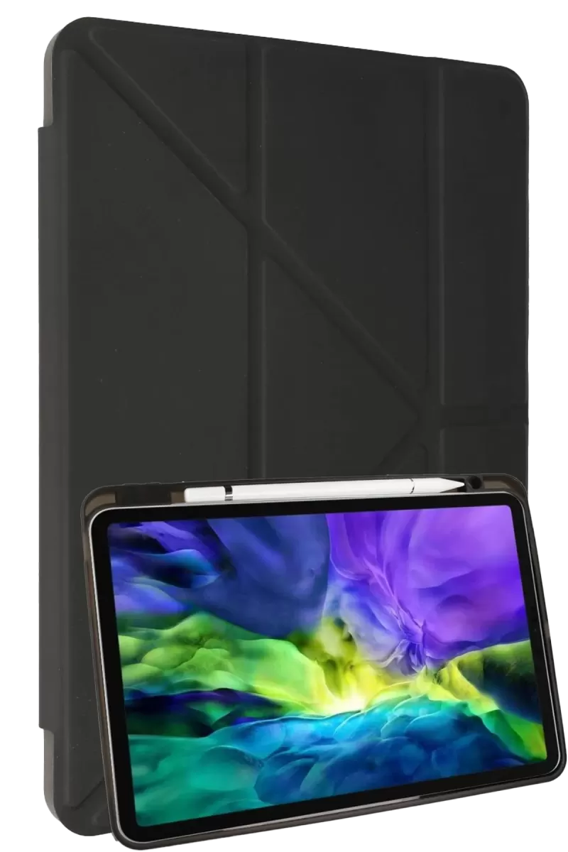 Newface Apple iPad 10.2 (8.nesil) Kılıf Kalemlikli Mars Tablet Kılıfı - Koyu Gri